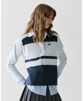 Kate Spade New York Womens Colorblock Rugby Shirt - Dark Blue Cotton - Size X-Small