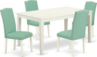 East West Furniture Dining Room Set Linen White, CAEN5-LWH-57