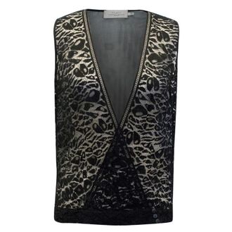 Preen By Thornton Bregazzi Black Sheer Plunge Lace Top Size XS