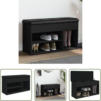 vidaXL Scarpiera - Panca Porta Scarpe Nera 82x32x45,5 cm in Legno Multistrato