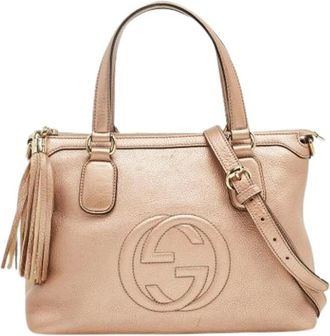 Gucci Pre-owned Handbags, female, Beige, Size: ONE SIZE Pre-owned Vintage Leather Handbag