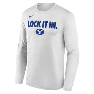 Nike BYU 2026 On-Court Bench Nike Mens Dri-FIT College Long-Sleeve T-Shirt in White | M22284P870BGYU-WHT