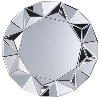 Beliani Beliani - Espejo De Pared Redondo Plateado 70 Cm Marco Geom&eacute;trico Acabado Brillante Habay