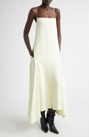Brandon Maxwell The Darby Crepe Midi Dress in Lemon Ice at Nordstrom, Size 10