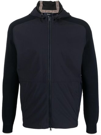 Herno panelled zip-up hooded jacket - Blue
