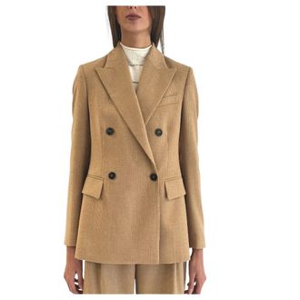 Eleventy Jassen, Dames, Beige, S, Katoen, Double-breasted Jasje