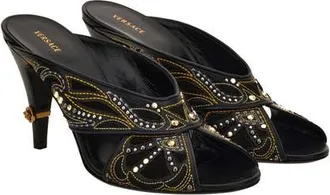 Versace Sandal Mule in Black-Gold 82 at Nordstrom, Size 37