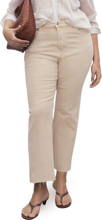 Mango Sienna Raw Hem Crop Flare Jeans in Sand at Nordstrom, Size 2