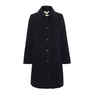 Part Two Single-Breasted Coats, female, Blue, Size: XL Dark Navy Jacket with Fine Collar