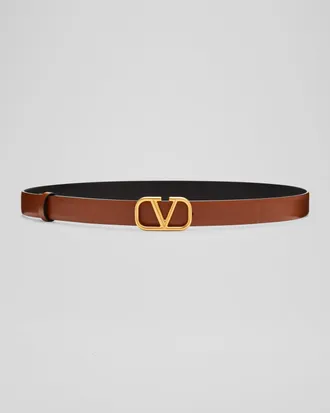 Valentino Garavani VLogo Leather Belt, 20mm