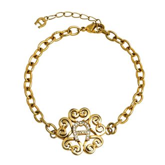 Aigner Gold Tone Crystal Logo Bracelet