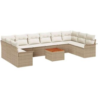 vidaXL Vidaxl - Conjunto De Sof&aacute; De Jard&iacute;n 11 Pcs Beige, Crema 55 X 55 X 37 Cm