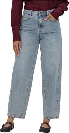 Object Zoe MW Barrel Ankle Jeans Noos - Dames - Cropped Jeans - Blauw - S - Denim - Jeans