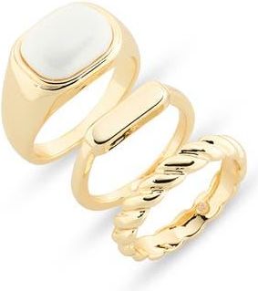 Nordstrom Rack Set of 3 Casual Rings in White- Gold at Nordstrom Rack, Size Medium/large