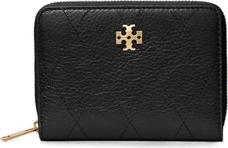 Tory Burch Charlie Quilted Small Zip Around Wallet Black