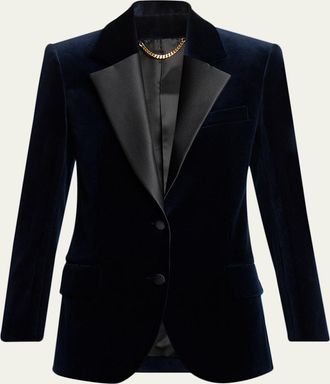 Victoria Beckham Single-Breasted Velvet Tuxedo Jacket