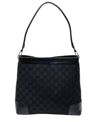 Gucci Black Monogrammed Canvas Shoulder Hobo (Authentic Pre-Loved)