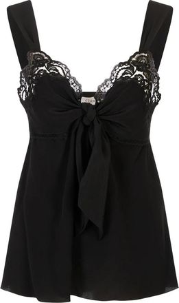 Chlo&eacute; Vloeiende Lingerie Top in Cr&ecirc;pe de Chine & Kant - Dames - Tops zonder mouwen - Zwart - M - Polyester - Tops