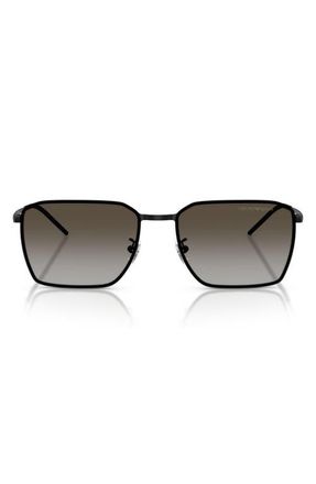 Emporio Armani 60mm Square Sunglasses in Matte Black/grey Brown at Nordstrom