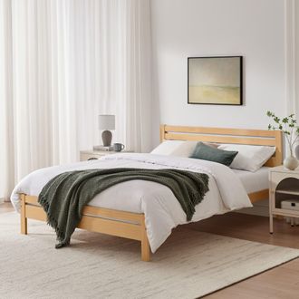 Furniturebox Declan Solid Pine King Size Bed Frame in Light Oak