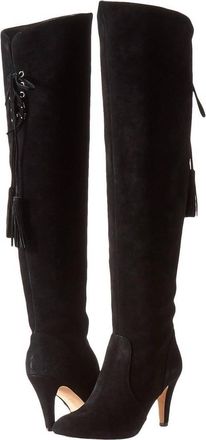 Vince Camuto Women Suede Leather Over The Knee Boots In Black