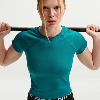 Nike Womens Nike Pro Seamless Dri-FIT T-Shirt in Blue | IM9972-372