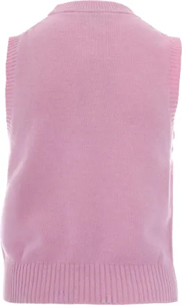 Ganni Womens Wool Gilet Chalk Pink Jumpers Sweater