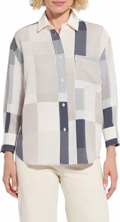 Lyss&eacute; Jessica 3/4 Sleeve Cropped Shirt In Oslo Stripe Collage