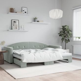vidaXL Sof&aacute; Cama Nido Terciopelo Gris Claro 80x200 Cm Vidaxl