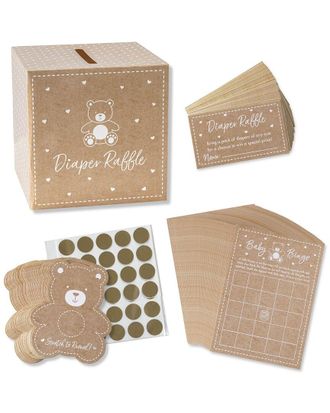 Kate Aspen Kraft Bear Diaper Raffle & Scratch-Off Game Set