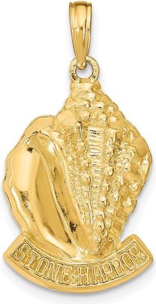 Diamond2Deal 14k Yellow Gold STONE HARBOR Conch Shell Pendant