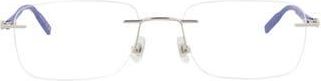 Montblanc 59mm Square Optical Glasses in Silver Blue Transparent at Nordstrom Rack