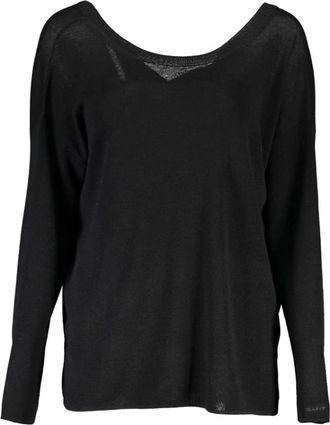 GANT Elegante zwarte wollen trui - Dames - Ronde hals truien - Zwart - S - Wol - Truien & Vesten