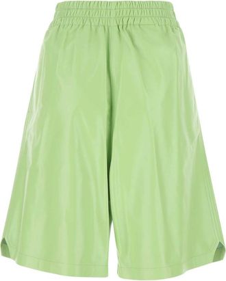 Bottega Veneta Pastel green leather shorts