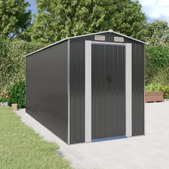 Berkfield Home Garden Shed Anthracite 192x440x223 cm Galvanised Steel in Black | Size: 192 x 440 x 223 cm