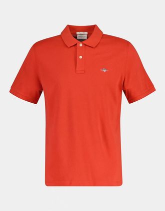 GANT Mens GANT Mens Regular Fit Short Sleeve Shield Logo Pique Polo - 853 Maple Fire - Orange - Size: 38