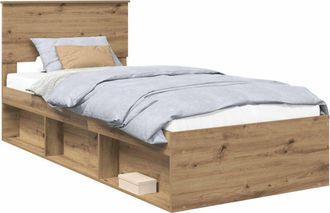 vidaXL Estructura De Cama Con Cabecera Roble Artesanal 100 X 200 Cm Vidaxl