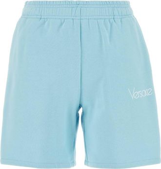 Versace Light Blue Cotton Shorts