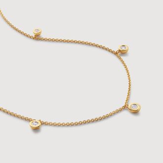 Monica Vinader Gold Diamond Station Chain Necklace Lab Grown Diamond
