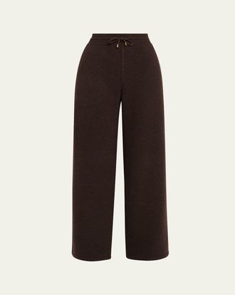 Loro Piana North Woods Wool-Cashmere Wide-Leg Drawstring Pants