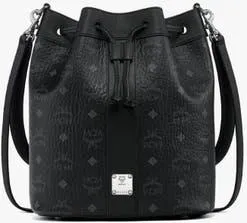 MCM Medium Dessau Drawstring Bag in Visetos in Black at Nordstrom