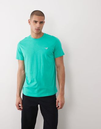 Emporio Armani Bodywear - T-shirt color smeraldo con logo-Blu