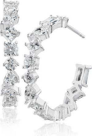 Kenneth Jay Lane Assorted CZ Hoop Earrings in Clear Silver at Nordstrom Rack