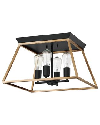 Eglo Eglo Paulino 4 Light Open Frame Ceiling Light With Brushed Gold & Matte Black Finish