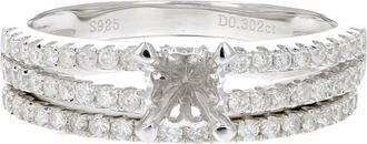 Vir Jewels 1/2 cttw Semi Mount Diamond Bridal Set with Band In.925 Sterling Silver Size 7