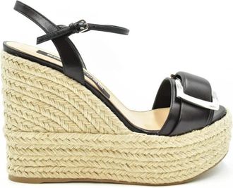 Sergio Rossi Verrijk je zomergarderobe met deze sleehak sandalen - Dames - Sleehakken - Zwart - 40 EU - Schoenen