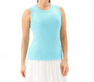 Karen Kane Ribbed Crewneck Tank In Aqua
