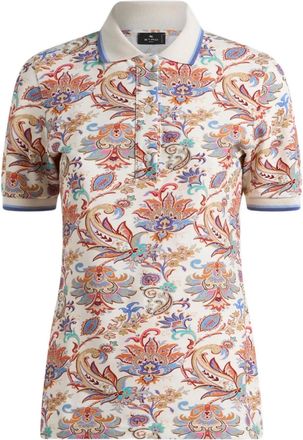 Etro floral-print polo shirt - women - Fabric - L - White