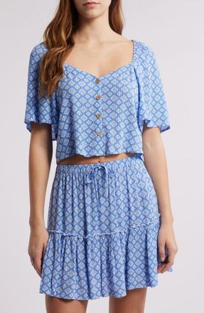 Rip Curl San Carlos Geo Print Button-Up Top in Blue at Nordstrom, Size Medium