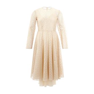 Lardini Ivoren Jurk van Tule met Versieringen - Dames - Casual kleedjes - Beige - S - Tule - Kleedjes